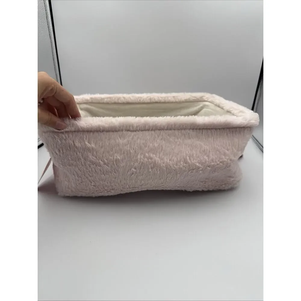 Juicy Couture Home Pink Faux Fur Storage Basket Bin Gold Heart NWT